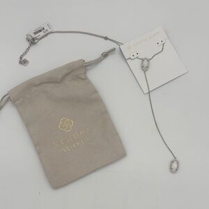NWT Kendra Scott Ellison Y necklace with white opal and silver metal
